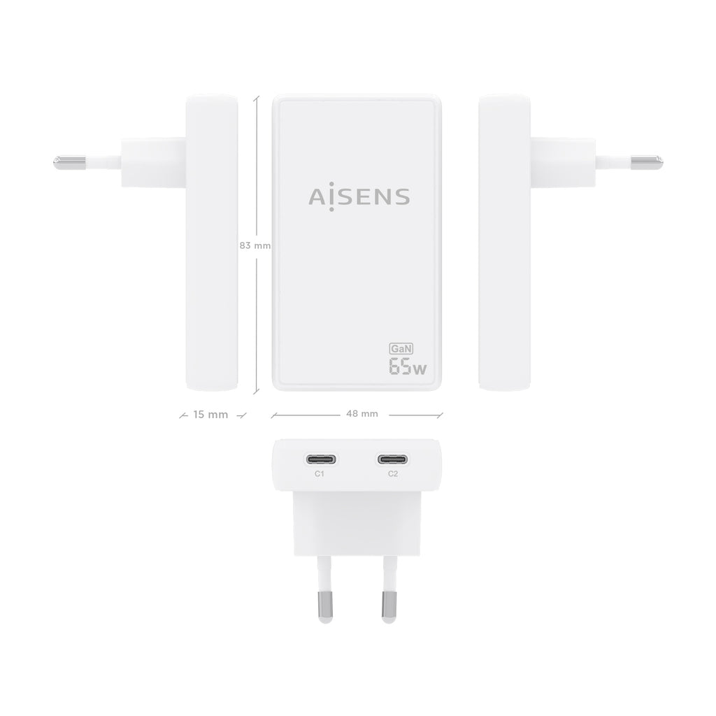 AISENS ASCH-65W2P077-W cargador de dispositivo móvil Cámara digital, Teléfono móvil, Portátil, Smartphone, Tableta, Universal Corriente alterna Carga rápida Interior (5)