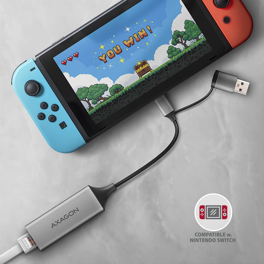 Axagon ADE-TXCA Gigabit Ethernet Adapter USB-C+ USB-A - titangrau - Adapter - Digital/Daten 1000 Mbit/s (4)
