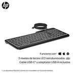 HP 405 Backlit Wired Keyboard teclado Oficina USB Negro (9)