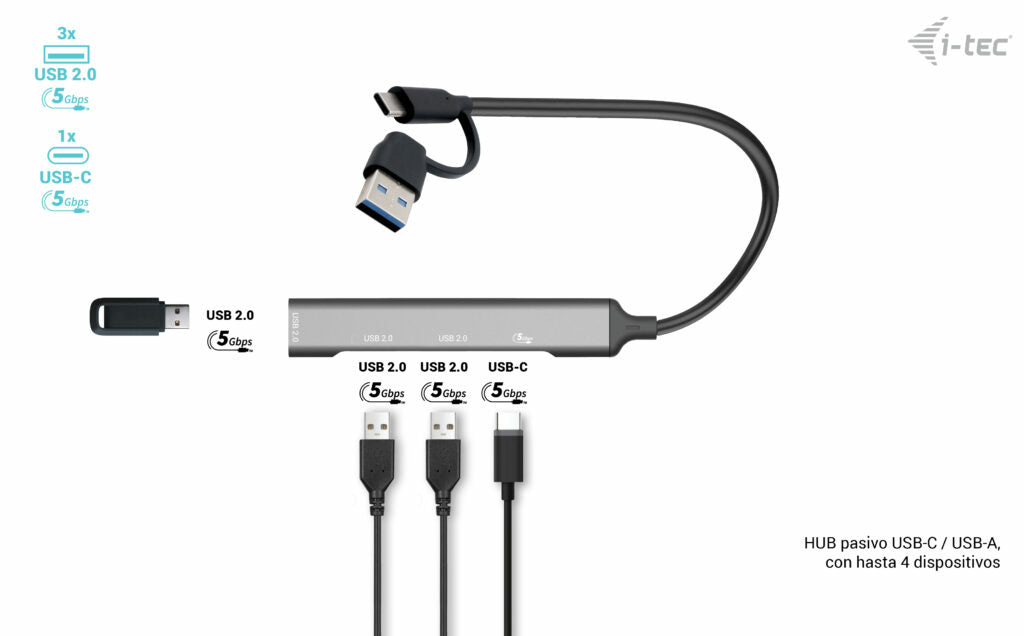 i-tec CAHUBMETALMINI4 hub de interfaz USB 3.2 Gen 1