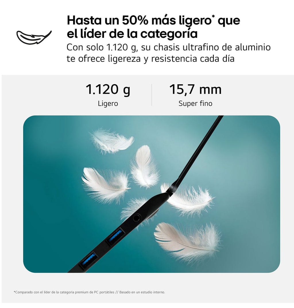 LG Gram 14ZD90T-G.AX88B ordenador portatil Intel Core Ultra 7 255H Portátil 35,6 cm (14") WUXGA 32 GB LPDDR5x-SDRAM 1 TB SSD Wi-Fi 6E (802.11ax) FreeDOS Negro Español (2)