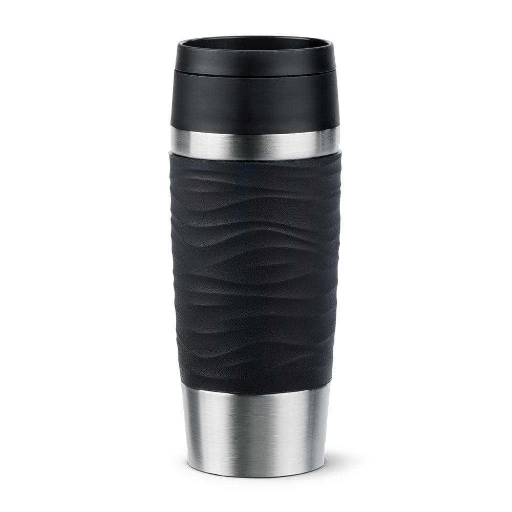 EMSA Travel Mug Waves 36 ml Negro, Acero inoxidable