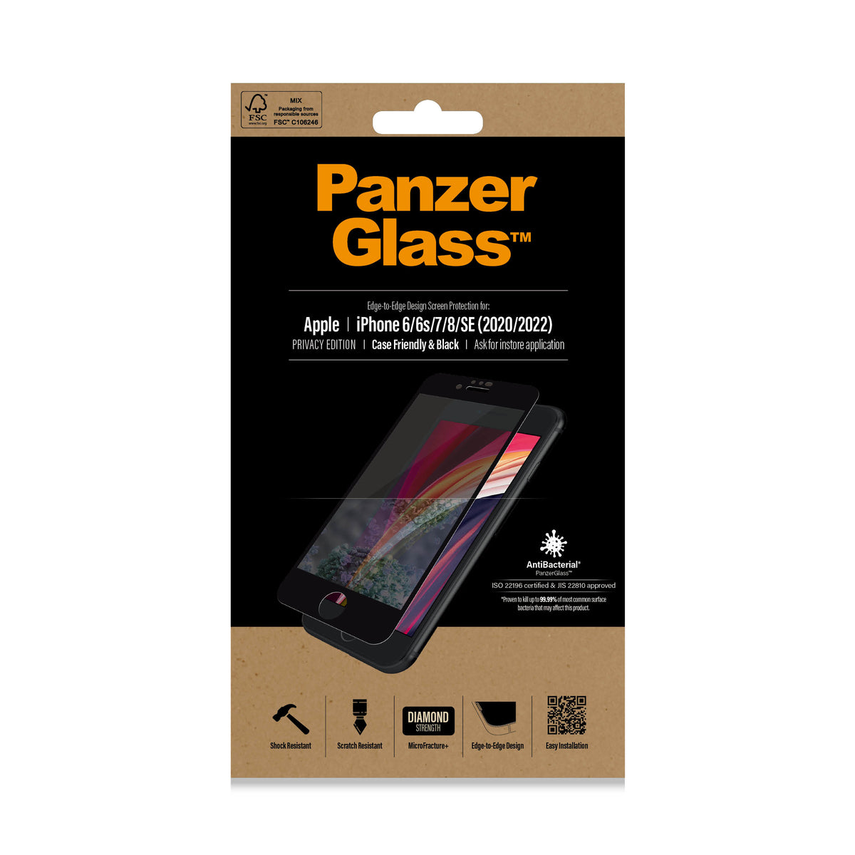 PanzerGlass ® Privacy Screen Protector iPhone SE (2020/2022) | 8 | 7 | 6 | 6s | Edge-to-Edge Protector de pantalla Apple 1 pieza(s) (2)