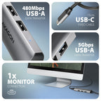 Axagon HMC-H3A base para portátil y replicador de puertos Alámbrico USB 3.2 Gen 1 (3.1 Gen 1) Type-C Plata (3)