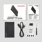Axagon EE25-GTR USB-C 3.2 Gen 2 - SATA 6G 2.5\" externes Festplattengehäuse geriffelt Carcasa de disco duro/SSD Negro 2.5" (7)