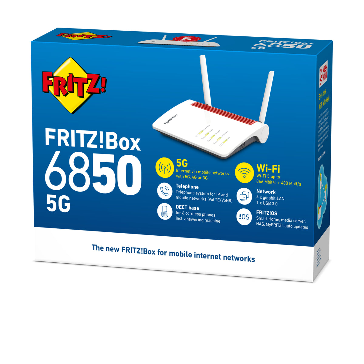 Box 6850 5G router inalámbrico Gigabit Ethernet Doble banda (2,4 GHz