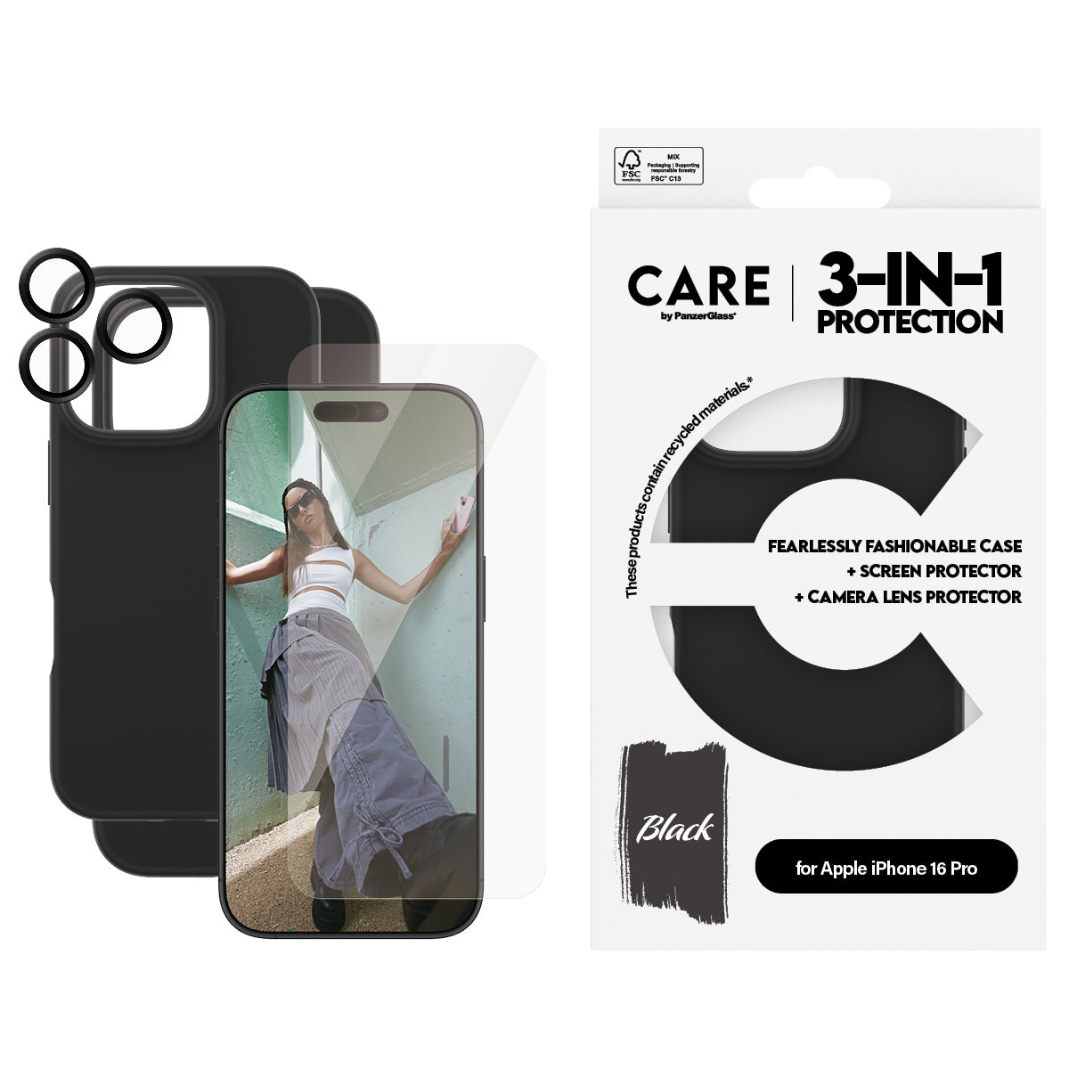 PanzerGlass CARE™ by ® 3-in-1 Bundle iPhone 16 Pro Protector de pantalla Apple 1 pieza(s) (2)