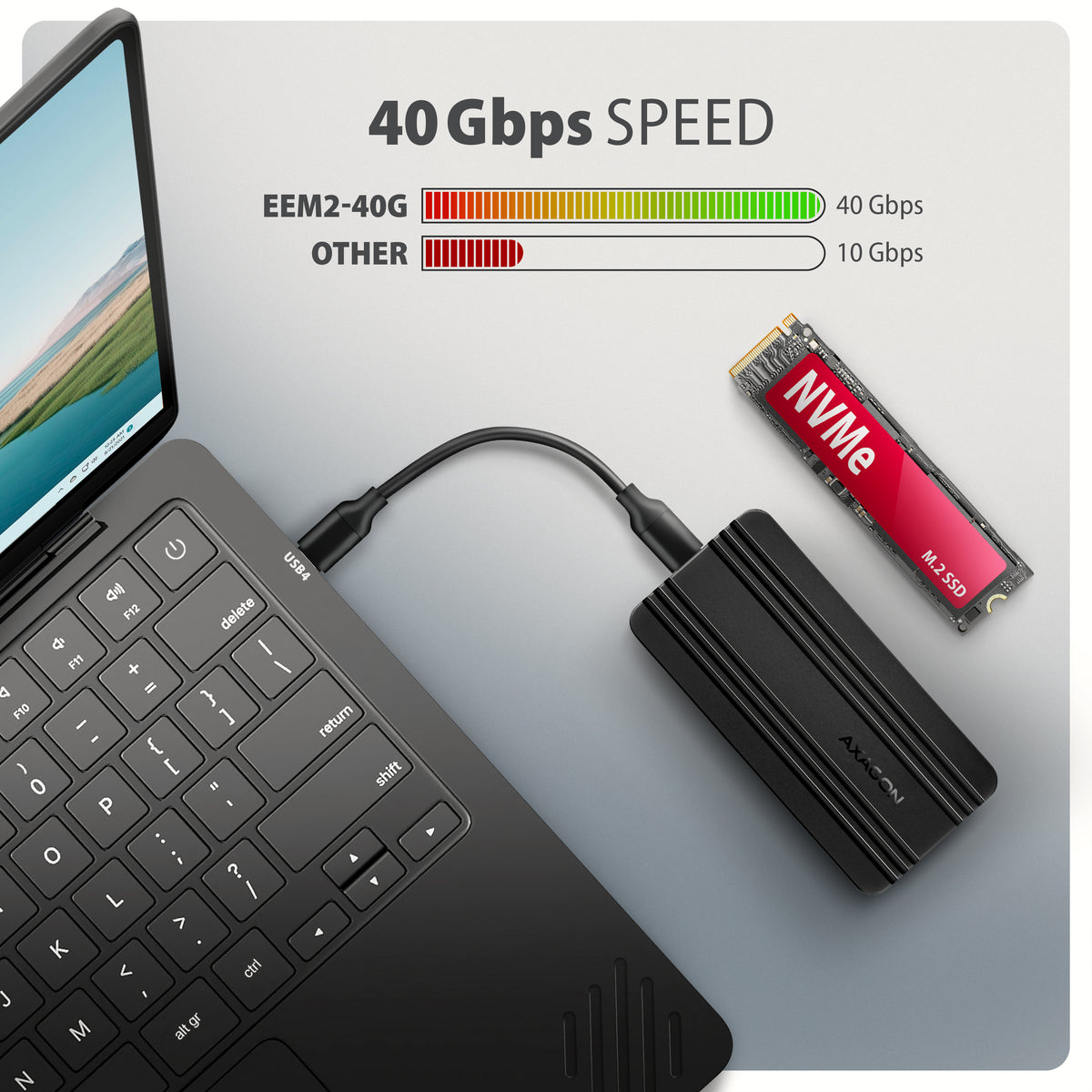 Axagon EEM2-40G caja para disco duro externo Caja externa para unidad de estado sólido (SSD) Negro M.2 (5)