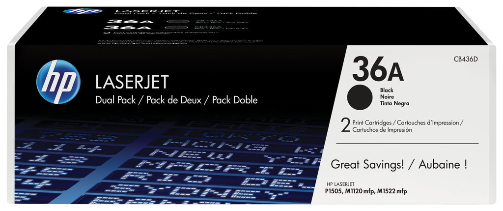 HP 36A 2-pack Black Original LaserJet Toner Cartridges cartucho de tóner 2 pieza(s) (2)