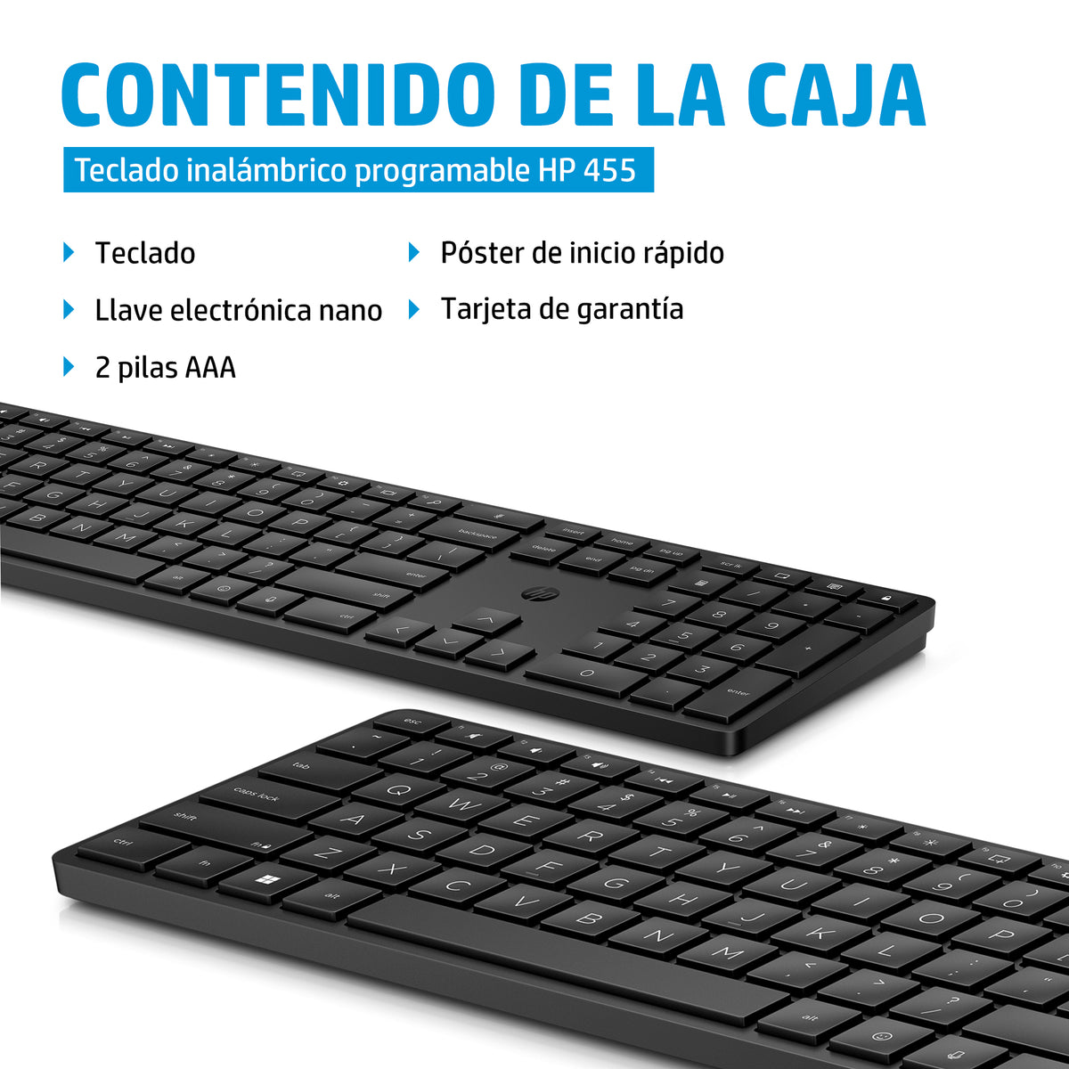 HP 455 Programmable Wireless Keyboard teclado Hogar PS/2 Negro (4)