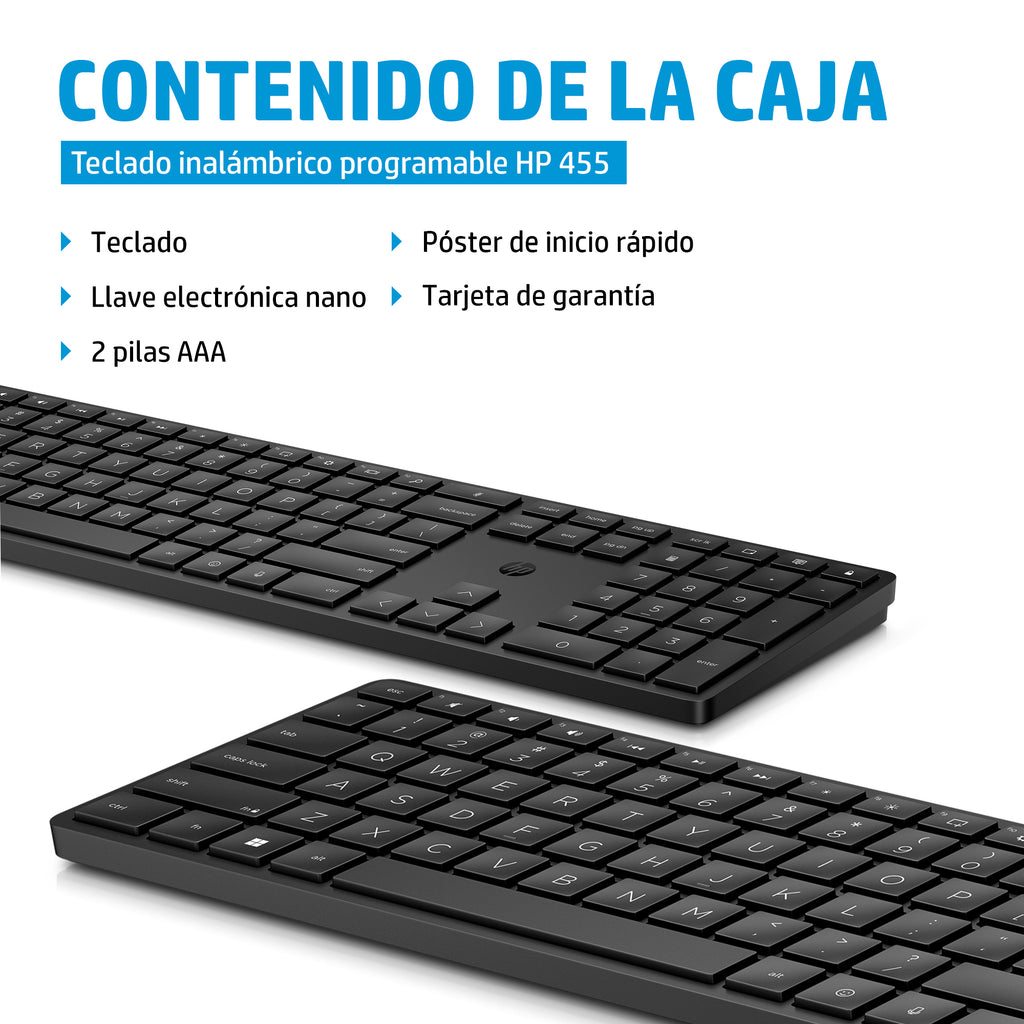HP 455 Programmable Wireless Keyboard teclado Hogar PS/2 Negro (4)