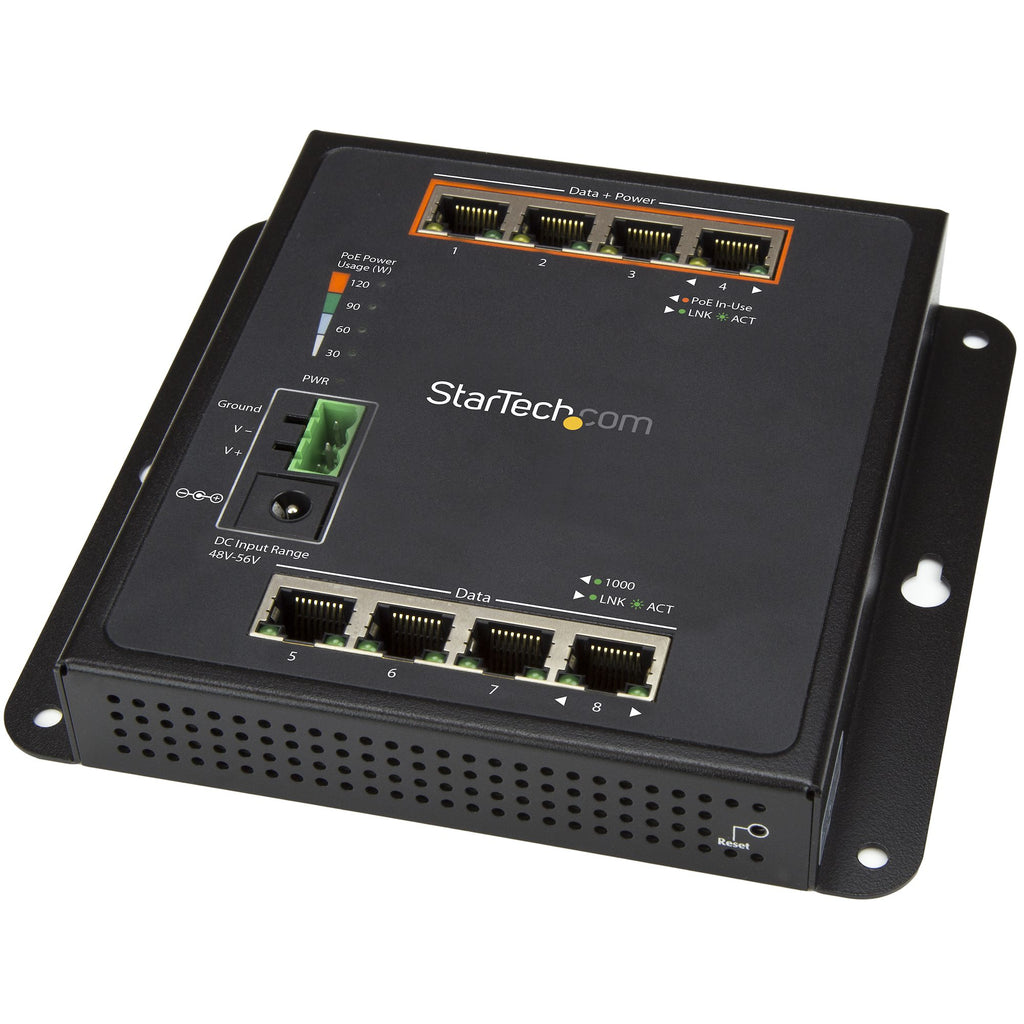 StarTech.com IES81GPOEW switch Gigabit Ethernet (10/100/1000) Energía sobre Ethernet (PoE) Negro