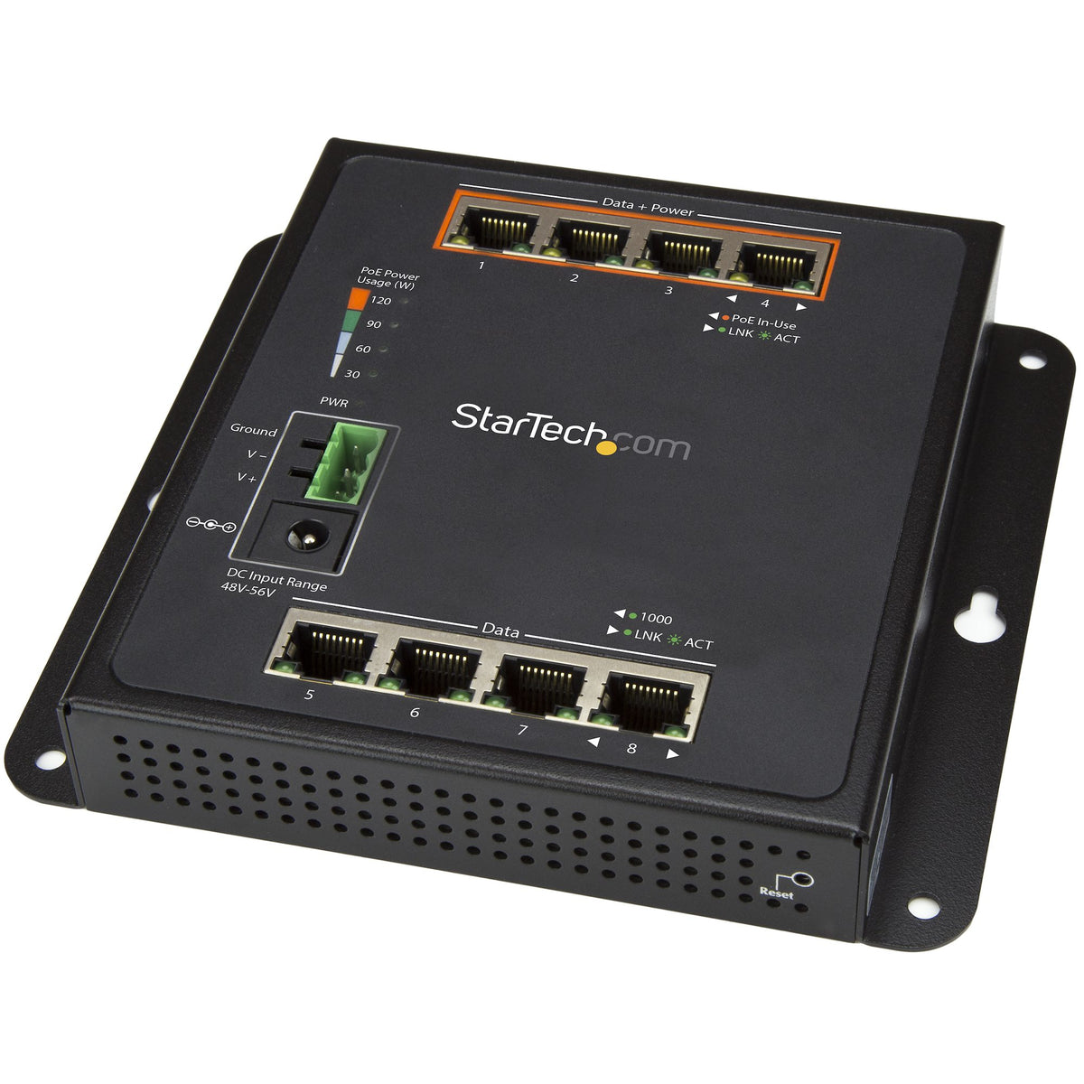 StarTech.com IES81GPOEW switch Gigabit Ethernet (10/100/1000) Energía sobre Ethernet (PoE) Negro