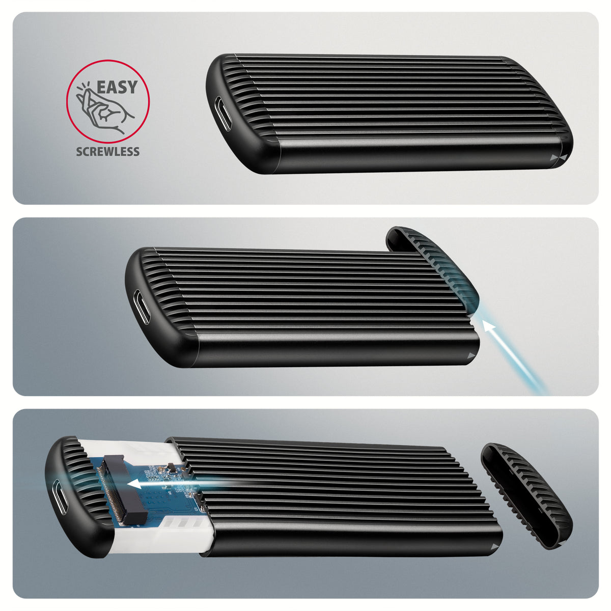 Axagon Caja externa para unidad de estado sólido (SSD) Gris, Negro M.2 (4)