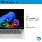HP OmniBook X FlipNGAI 16-as0004na Copilot+ PC Intel Core Ultra 5 226V Hybrid (2-in-1) 40.6 cm (16") Touchscreen 2K 16 GB LPDDR5x-SDRAM 512 GB SSD Wi-Fi 7 (802.11be) Windows 11 Home Silver (7)