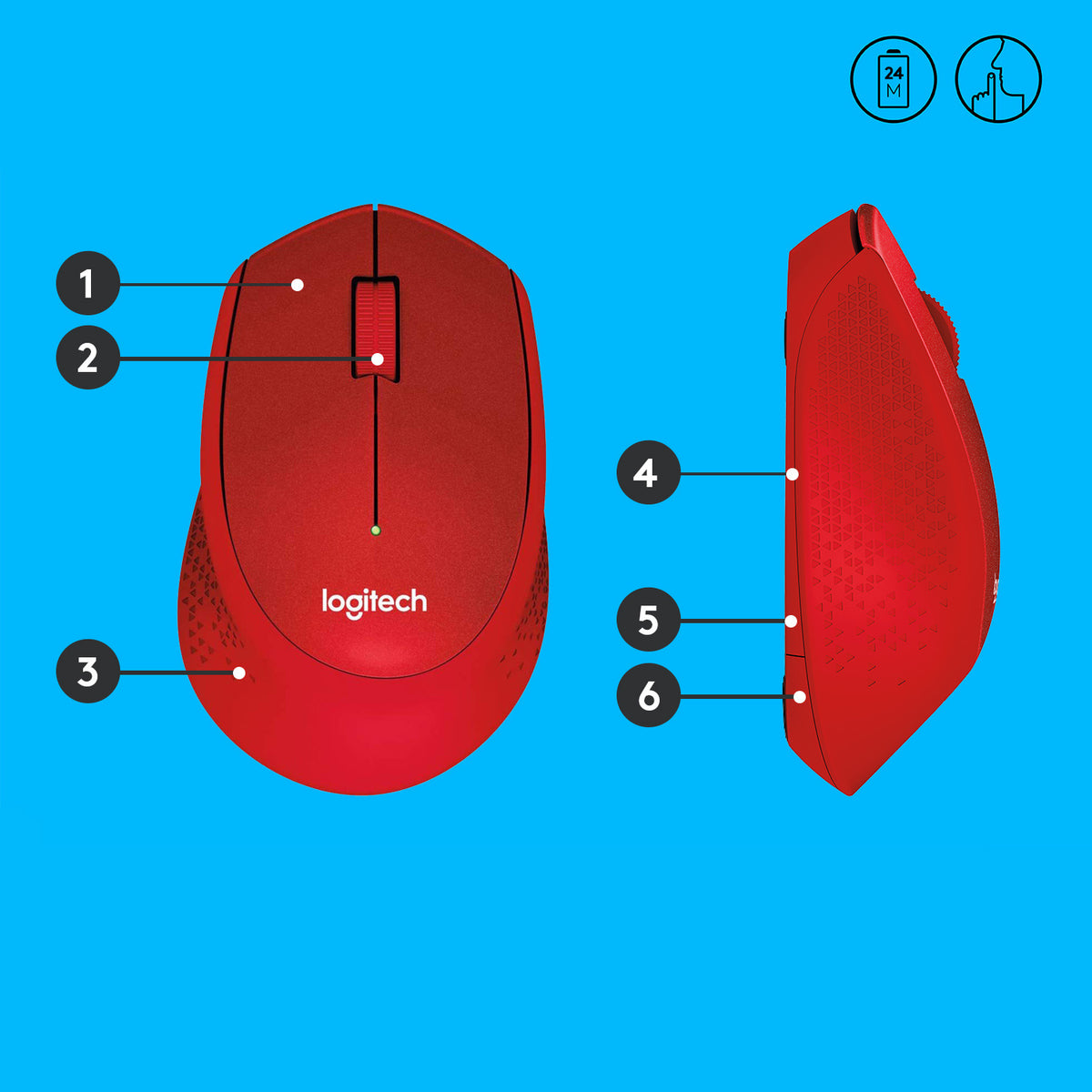 Logitech M330 Silent Plus ratón Oficina Mano derecha RF inalámbrico Mecánico 1000 DPI (2)