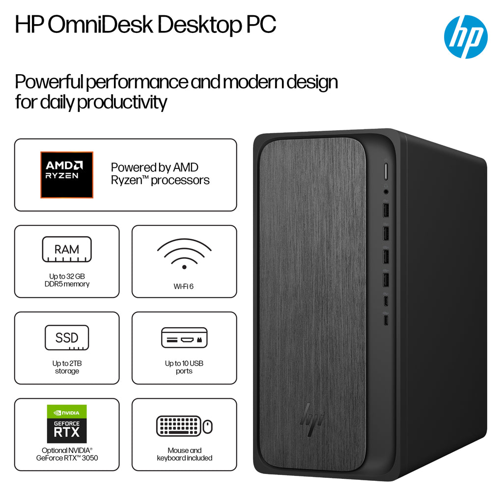 HP OmniDesk M02-0005na AMD Ryzen™ 5 8500G 8 GB DDR5-SDRAM 1 TB SSD Windows 11 Home Tower PC AI PC Black (3)