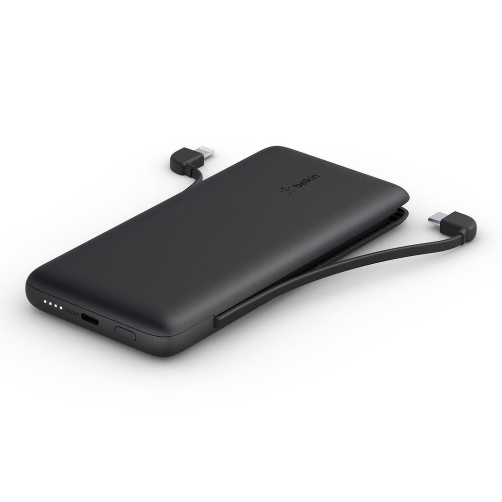 Cargador portátil - 10000 mAh - 23 vatios - Fast Charge, PD - 2 conectores de salida (Lightning, USB-C) - negro