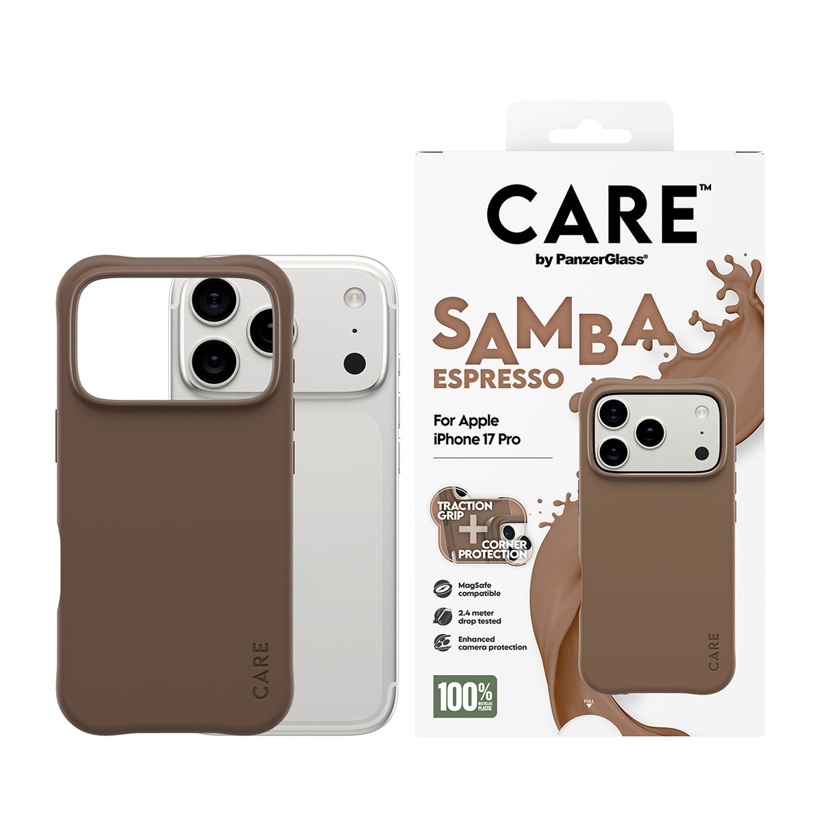 PanzerGlass CARE™ by ® Samba Case Espresso w. MagSafe iPhone 17 Pro funda para teléfono móvil Marrón (2)