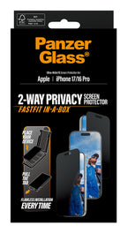 PanzerGlass ® 2-Way Privacy Screen Protector iPhone 17 | iPhone 16 Pro | Ultra-Wide Fit w. Fastfit in-a-box Protector de pantalla Apple 1 pieza(s) (3)