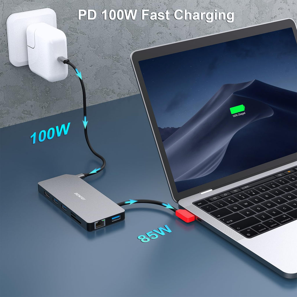 Benfei base de conexión USB-C 9 en 1 000356BLACK