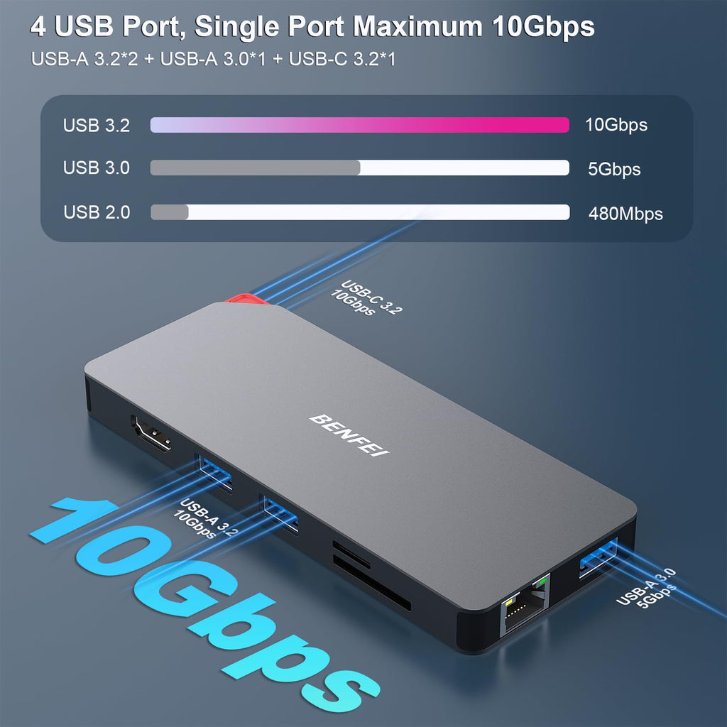 Benfei base de conexión USB-C 9 en 1 000356BLACK