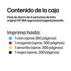 HP 364 4-pack Black/Cyan/Magenta/Yellow Original Ink Cartridges cartucho de tinta 4 pieza(s) Estándar Negro, Cian, Magenta, Amarillo (4)