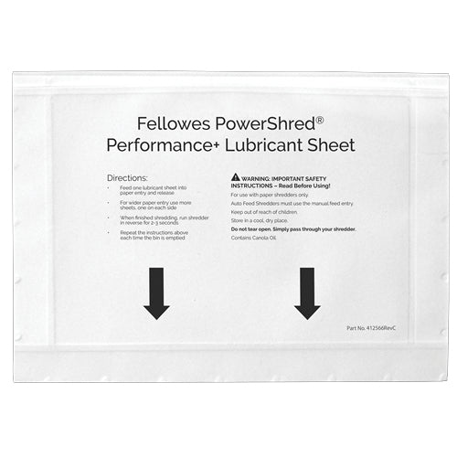 Fellowes 4025601 accesorio para destructoras de papel Hojas lubricantes 10 pieza(s)