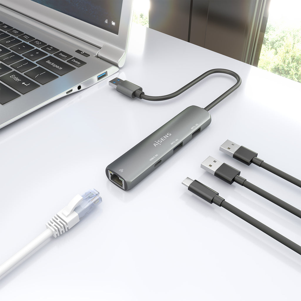 AISENS ASUC-4P035-GR base para portátil y replicador de puertos Alámbrico USB 3.2 Gen 1 (3.1 Gen 1) Type-A (7)