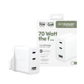 PanzerGlass empower™ by ® Turbo 70W Charger incl. 2 x USB-C + USB-A | UK Plug | Silver White Blanco (2)