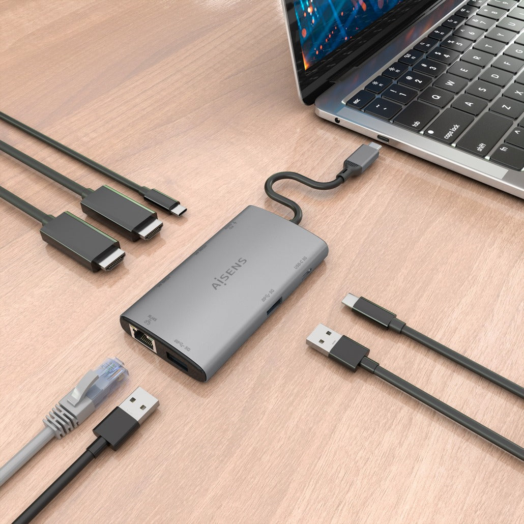 AISENS ASUC-7P049-GR base para portátil y replicador de puertos Alámbrico USB 3.2 Gen 1 (3.1 Gen 1) Type-C (7)
