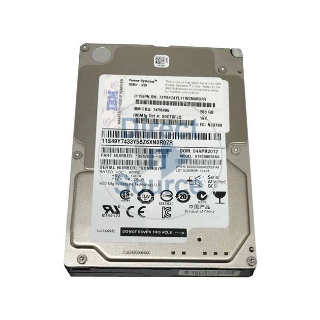 IBM Harddrive 283GB 15K RPM 74Y6474-RFB – Reacondicionado