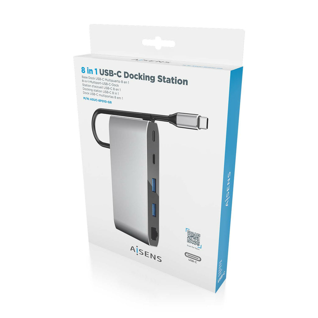 AISENS ASUC-8P010-GR base para portátil y replicador de puertos Alámbrico USB 3.2 Gen 1 (3.1 Gen 1) Type-C (8)