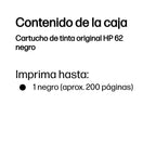 HP 62 Black Original Ink Cartridge cartucho de tinta 1 pieza(s) Estándar (3)