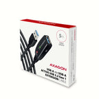 Axagon ADR-305 USB 3.2 Gen 1 A-M -> A-F active extension/repeater cable 5m - Kabel - Digital/Daten cable USB USB 3.2 Gen 1 (3.1 Gen 1) USB A 5 Gbit/s Negro (9)