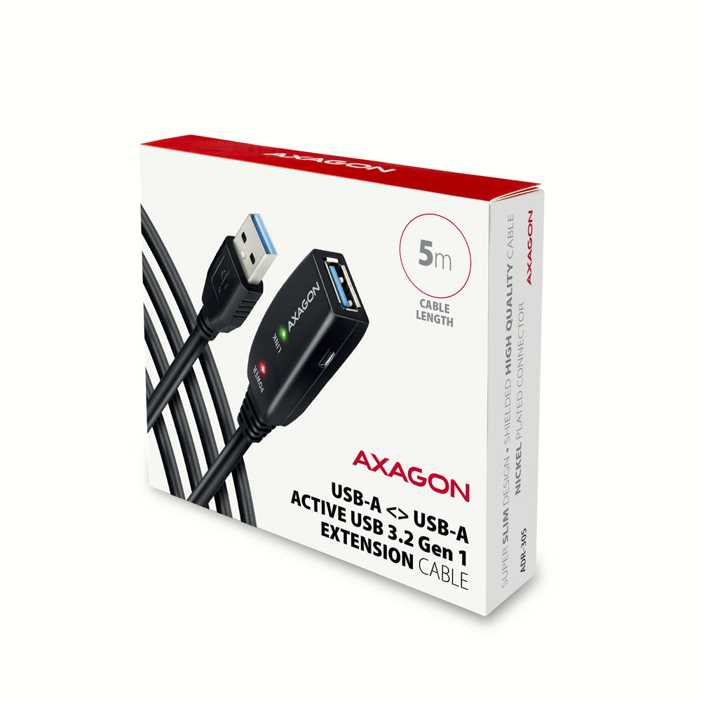 Axagon ADR-305 USB 3.2 Gen 1 A-M -> A-F active extension/repeater cable 5m - Kabel - Digital/Daten cable USB USB 3.2 Gen 1 (3.1 Gen 1) USB A 5 Gbit/s Negro (9)