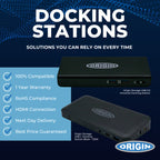 Origin Storage OSDOCK-USB3 base para portátil y replicador de puertos Acoplamiento USB 3.2 Gen 1 (3.1 Gen 1) Type-A Negro (2)