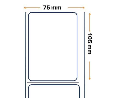 Zebra Labels, Others, Papel Normal, Z-Perform 1000T, An: 74,5 mm, Al: 105 mm, Pr: 291,85 mm, Diám: 76 mm 3002848