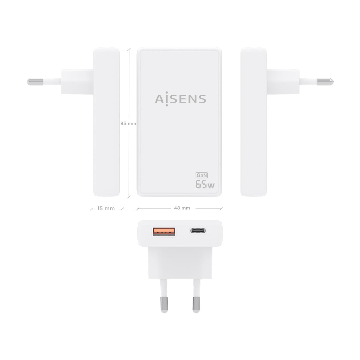 AISENS ASCH-65W2P076-W cargador de dispositivo móvil Cámara digital, Teléfono móvil, Portátil, Smartphone, Tableta, Universal Corriente alterna Carga rápida Interior (5)