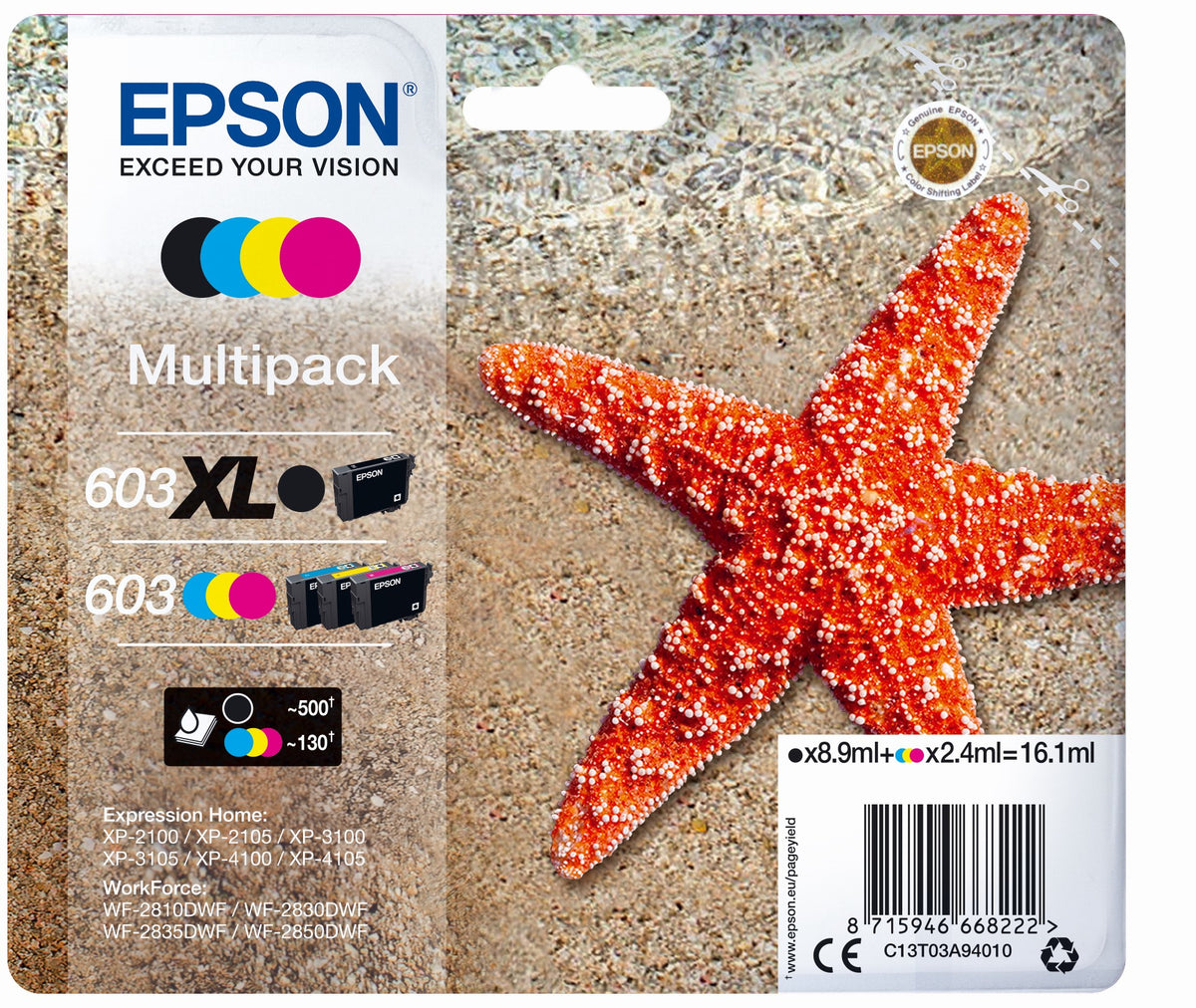 Epson 603 XL cartucho de tinta 1 pieza(s) Original High (L) Yield Negro, Cian, Magenta, Amarillo