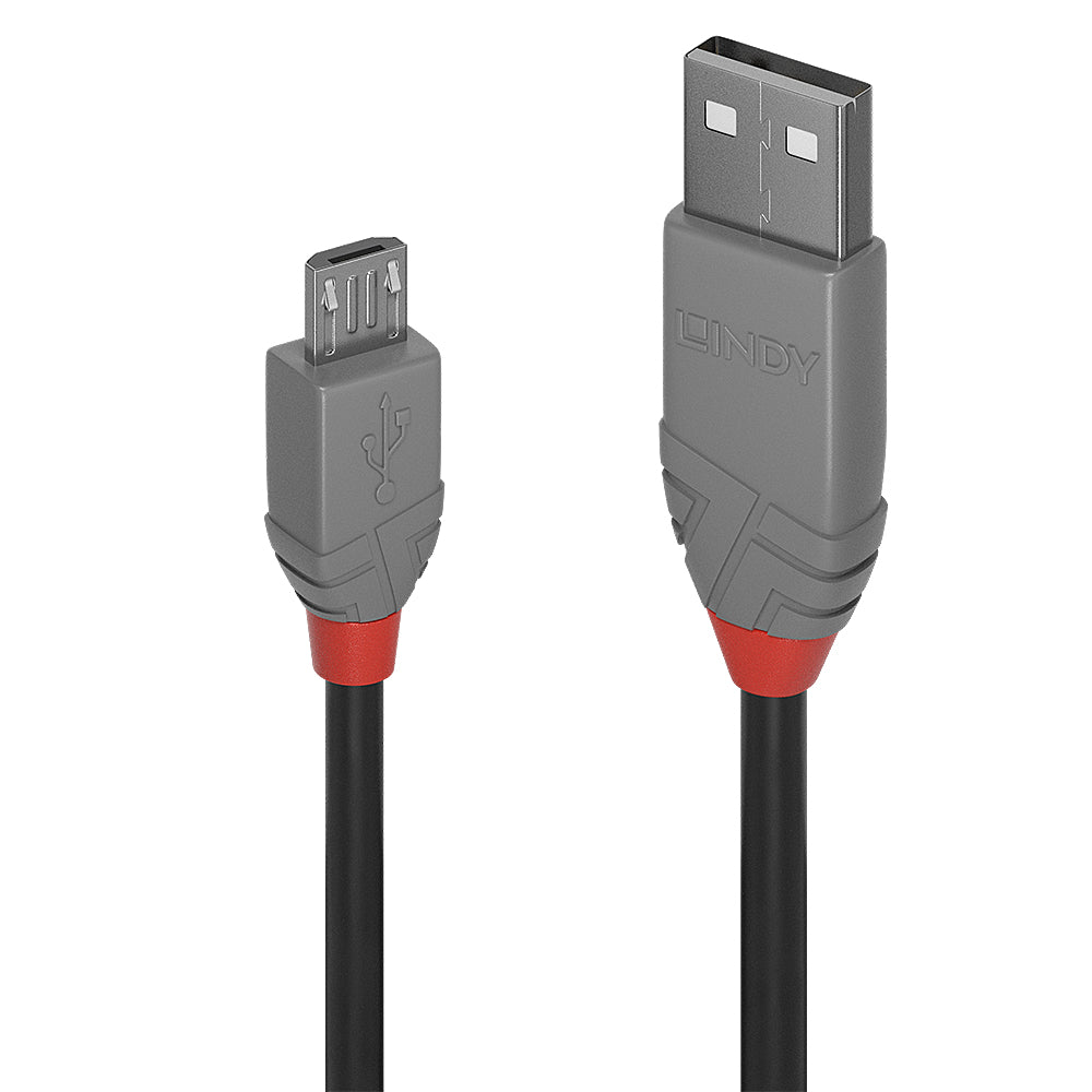 Lindy 36731 cable USB USB 2.0 0,5 m USB A Micro-USB B 0,48 Gbit/s Negro, Gris (2)