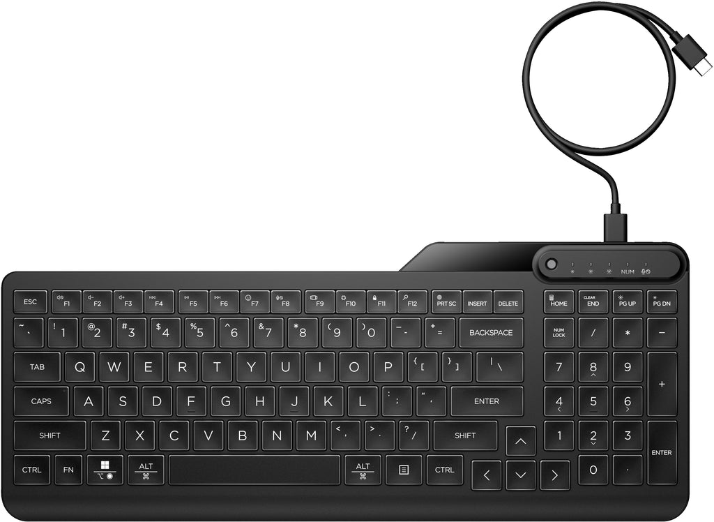 HP 405 Multi-Device Backlit Wired Keyboard teclado Oficina USB QWERTY Inglés Negro (2)