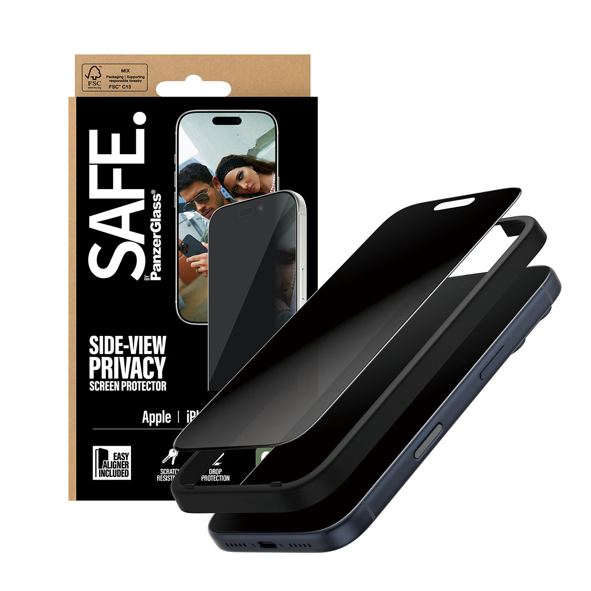 PanzerGlass SAFE. by ® 2-Way Privacy Screen Protector iPhone 17 Pro | Ultra-Wide Fit w. EasyAligner Protector de pantalla Apple 1 pieza(s) (6)