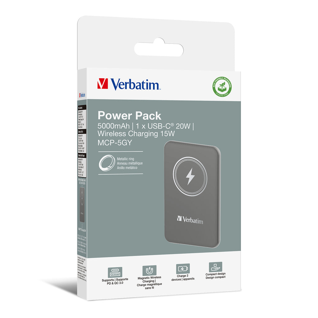 Verbatim Charge 'n' Go Polímero de litio 5000 mAh Cargador inalámbrico Gris (5)