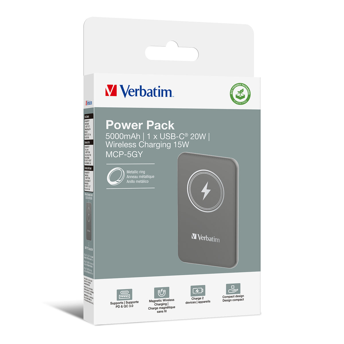 Verbatim Charge 'n' Go Polímero de litio 5000 mAh Cargador inalámbrico Gris (5)