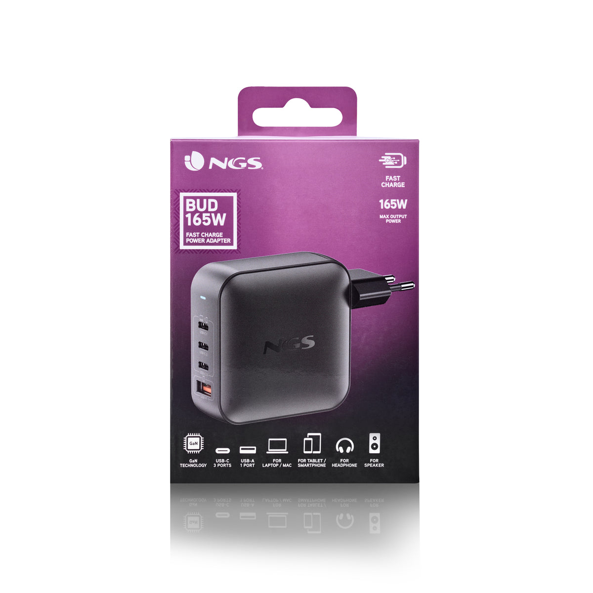 NGS BUD 165W Universal Negro Corriente alterna Carga rápida Interior (7)
