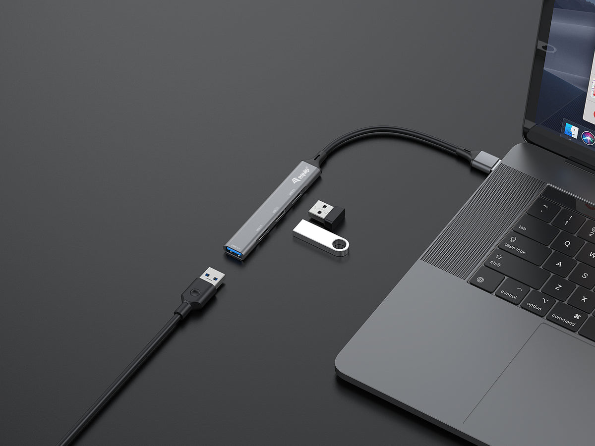 Equip 128960 hub de interfaz USB 3.2 Gen 1 (3.1 Gen 1) Type-A 5000 Mbit/s Negro, Gris (3)