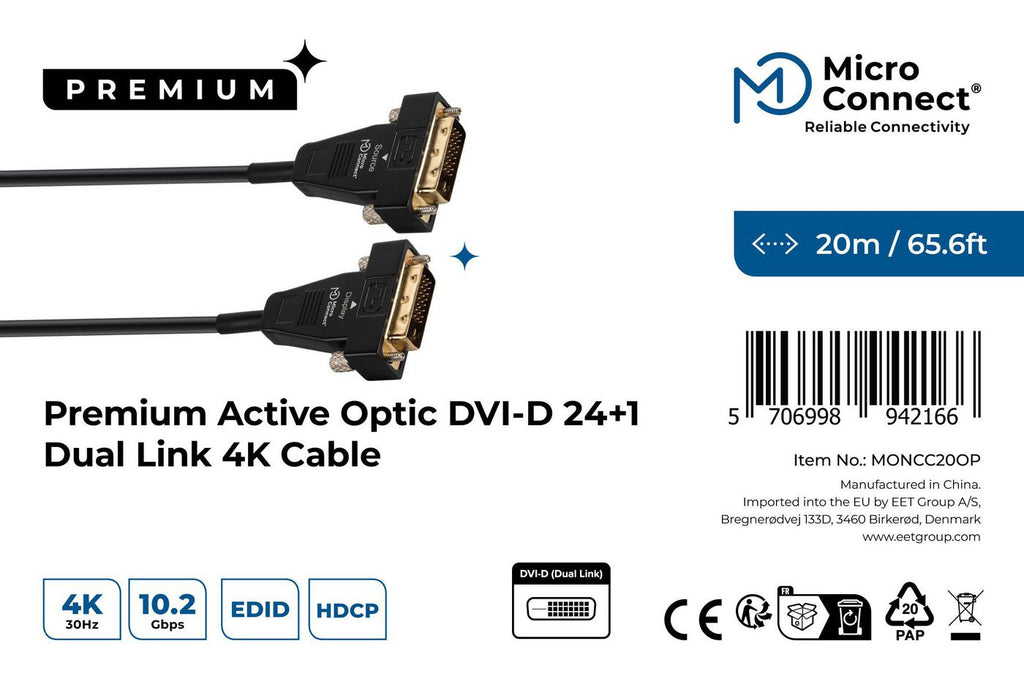 Microconnect MONCC20OP cable DVI 20 m DVI-D Oro (4)