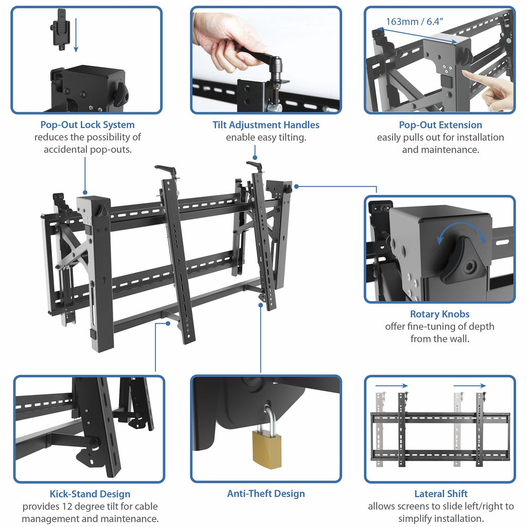 StarTech.com VIDWALLMNT soporte para pantalla de señalización 177,8 cm (70") Negro (3)