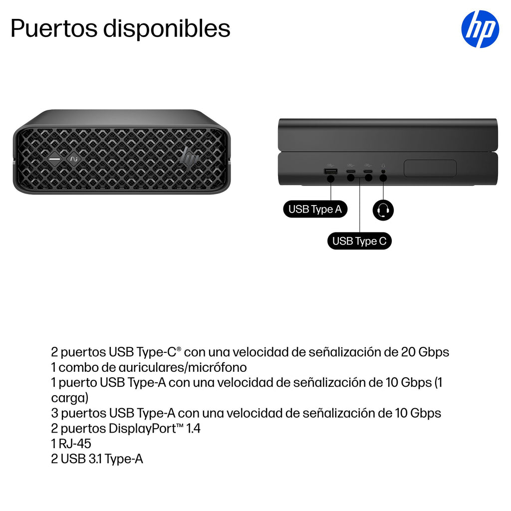 HP None Intel Core Ultra 7 265 16 GB DDR5-SDRAM 512 GB SSD NVIDIA RTX A1000 Windows 11 Pro Mini PC Puesto de trabajo AI Workstation, AI PC Negro (4)